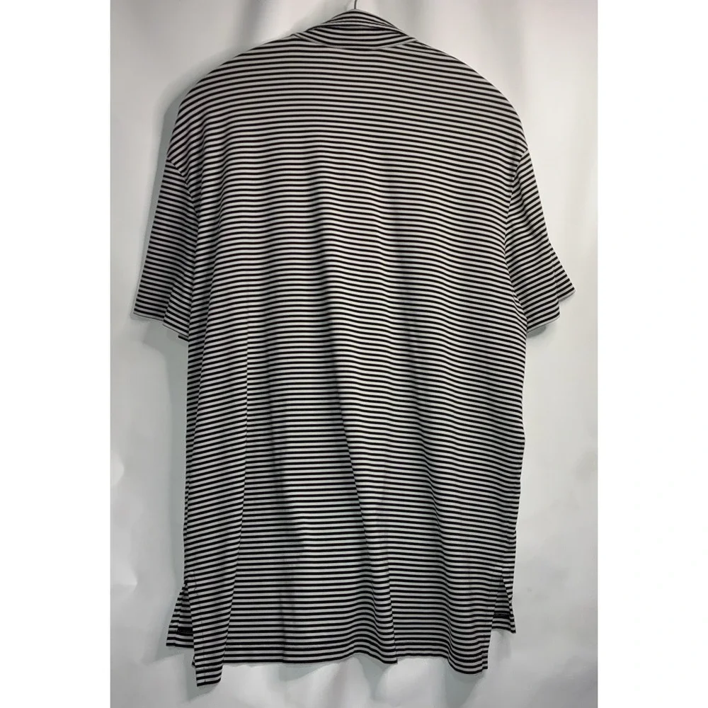 Polo Ralph Lauren Performance Polo Shirt XL Men Black White Stripe Short Sleeve*